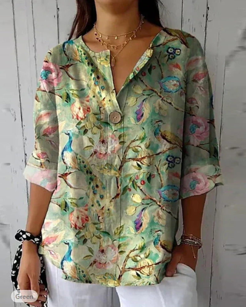 Vintage květinová halenka pro ženy – nadčasový styl