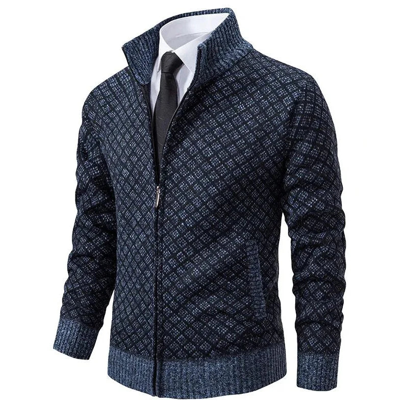 Casual wafle-pletený kardigan na zip