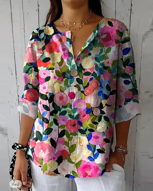 Vintage květinová halenka pro ženy – nadčasový styl