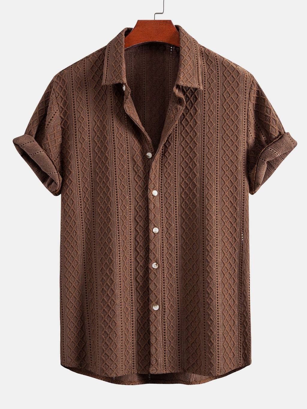 Set – geometrická jacquard košile a lněné kalhoty