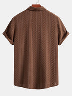 Set – geometrická jacquard košile a lněné kalhoty