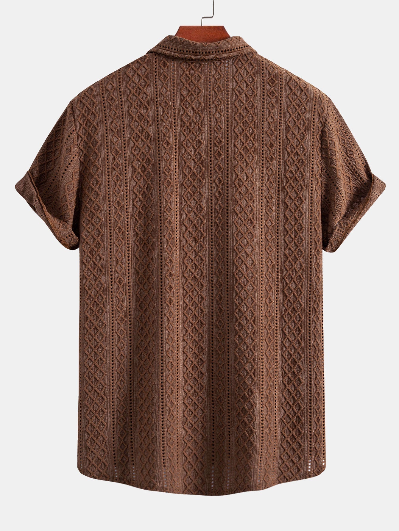 Set – geometrická jacquard košile a lněné kalhoty