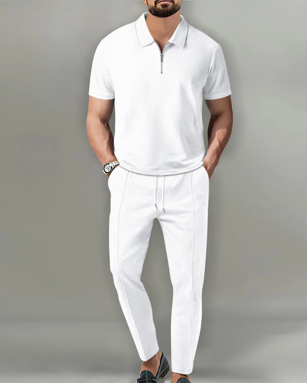 Elegantní dvoudílný set polo na zip