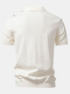 Set – geometrický jacquard polo a přiléhavé kalhoty