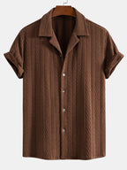 Set – kubánská jacquard košile a rovné casual kalhoty