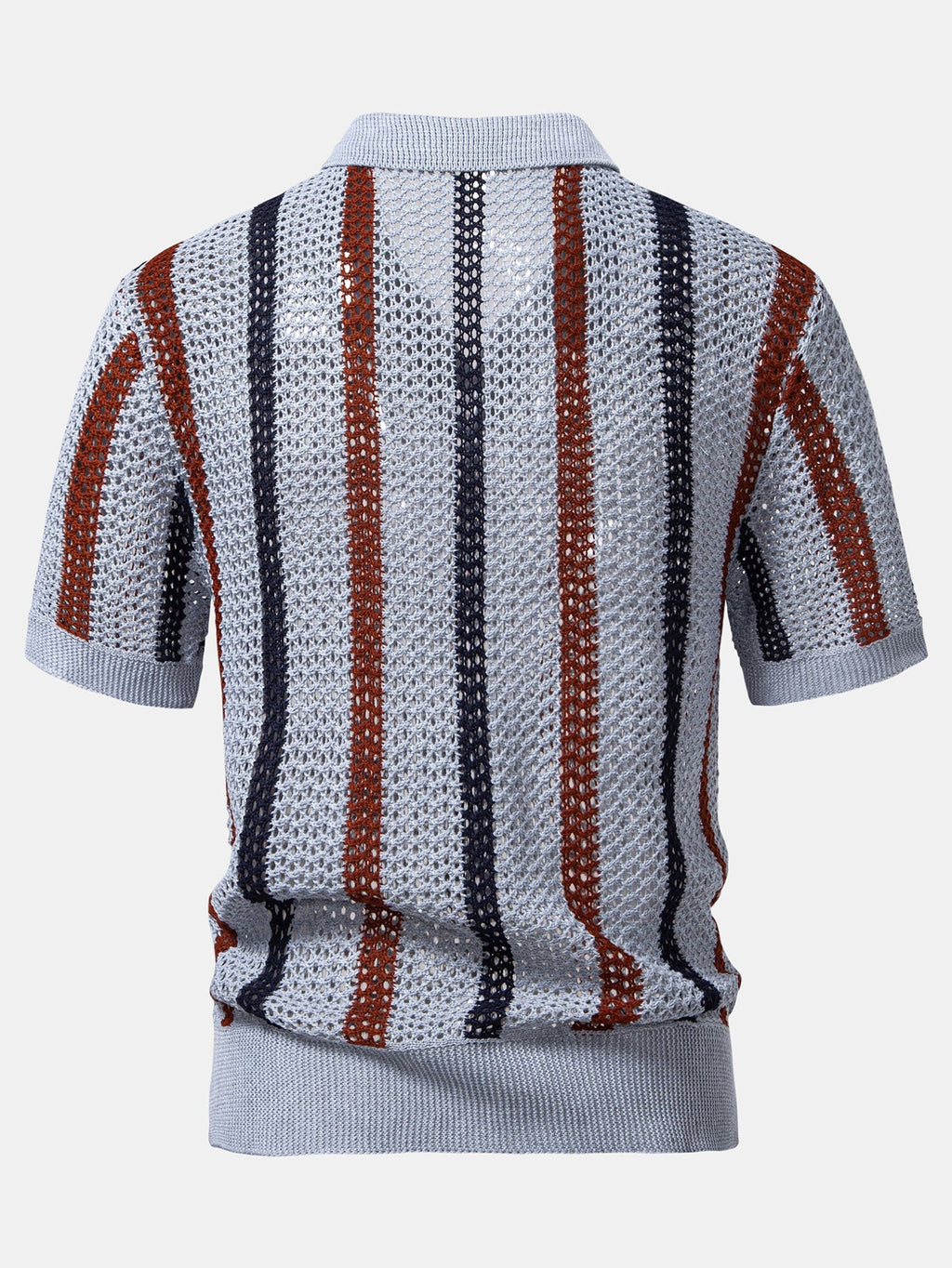Set – polo háčkované tričko s pruhy a rovné lněné kalhoty