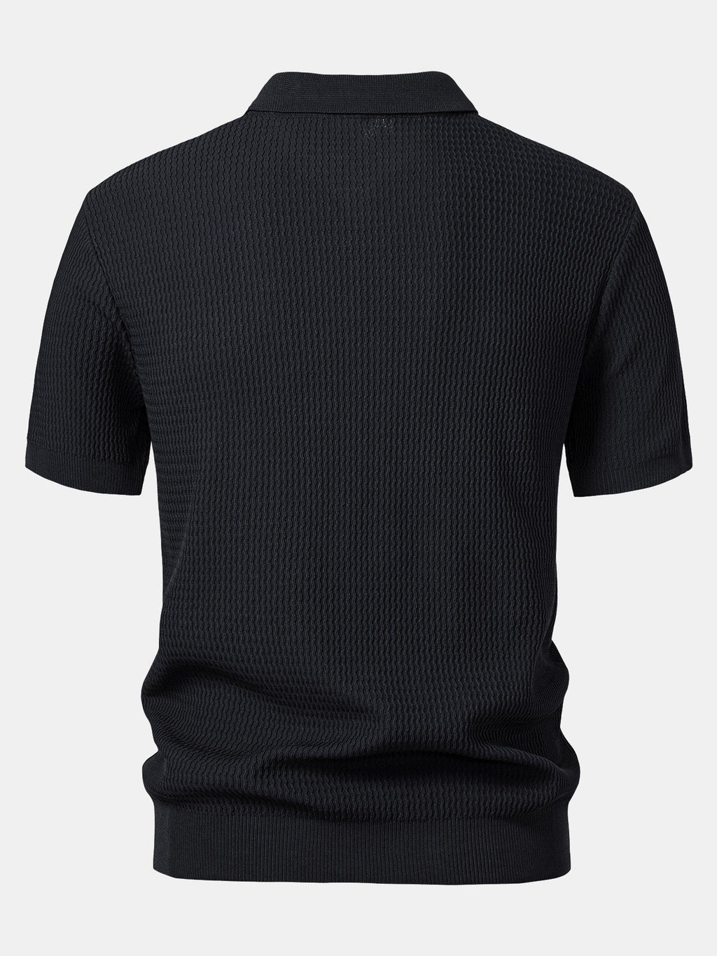 Set – V-výstřih jacquard polo svetr a rovné žebrované kalhoty
