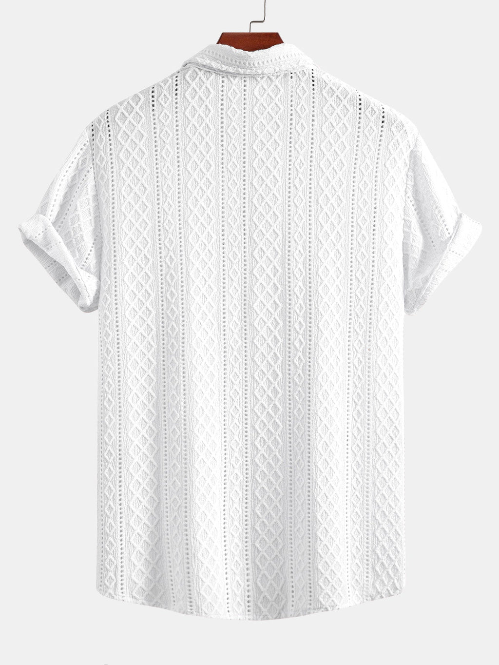 Set – geometrická jacquard košile a lněné kalhoty