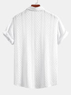 Set – geometrická jacquard košile a lněné kalhoty