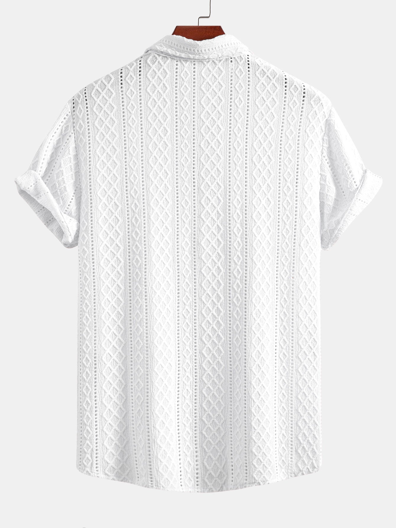 Set – geometrická jacquard košile a lněné kalhoty