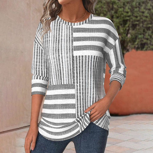 Patchwork pruhovaná halenka pro ženy – casual styl