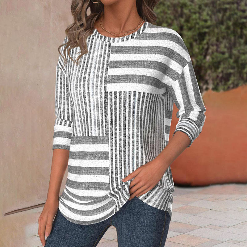 Patchwork pruhovaná halenka pro ženy – casual styl