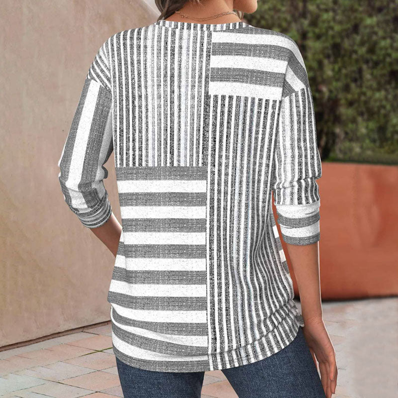 Patchwork pruhovaná halenka pro ženy – casual styl