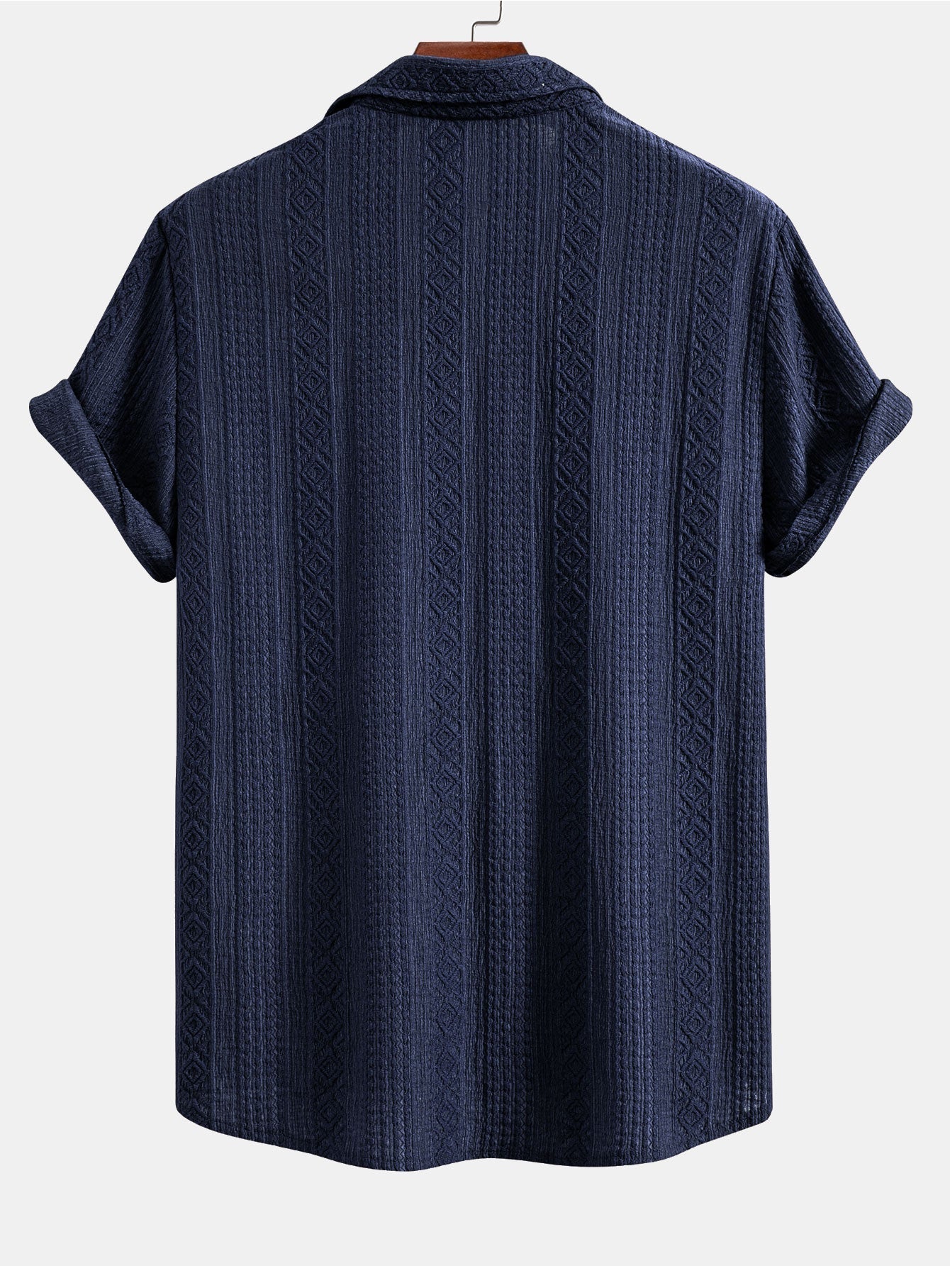 Set – geometrická jacquard košile a rovné kalhoty