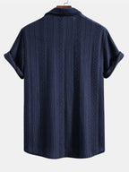 Set – geometrická jacquard košile a lněné kalhoty