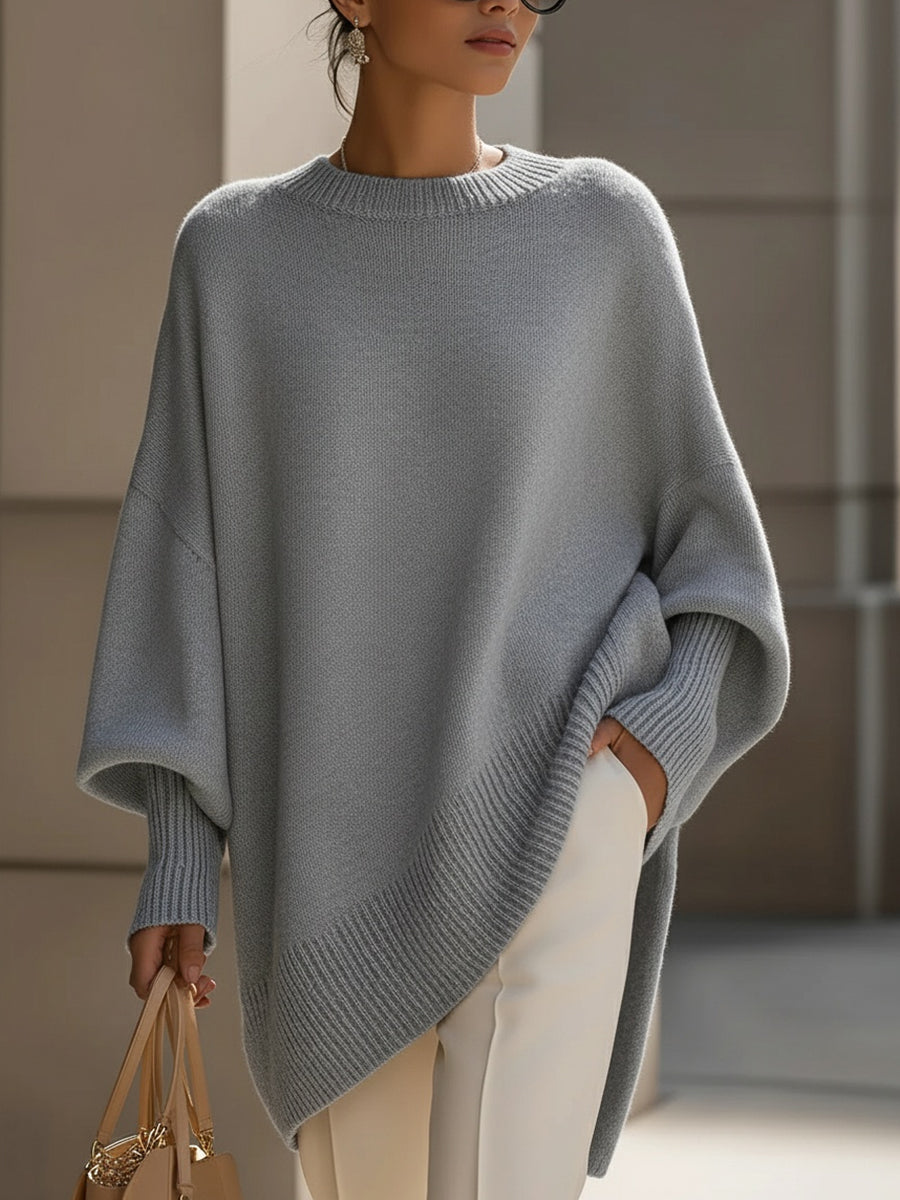 Dlouhý oversize pletený svetr z jemného materiálu