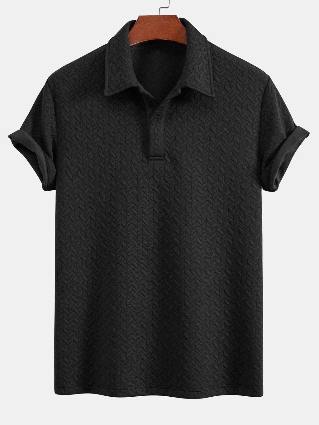 Set – geometrické jacquard polo a krátké kalhoty