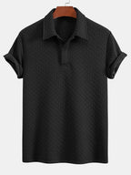 Set – geometrické jacquard polo a krátké kalhoty
