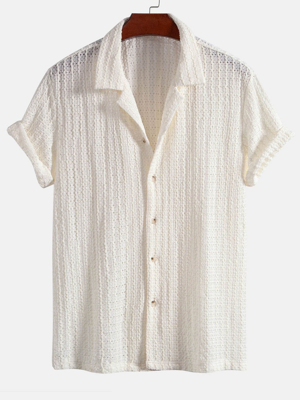 Set – kubánská jacquard košile a rovné lněné kalhoty