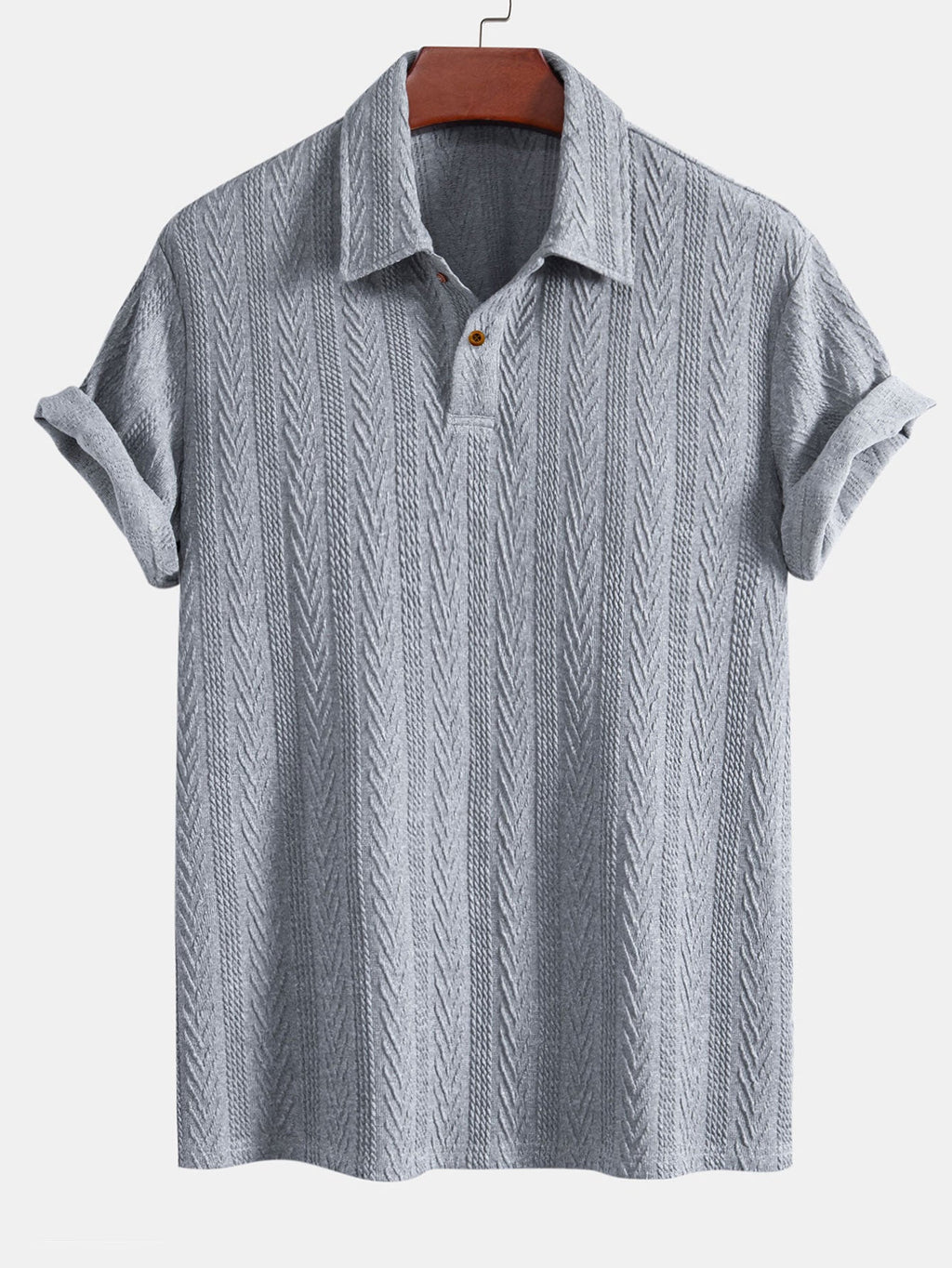 Set – jacquard polo s krátkým rukávem a rovné kalhoty