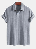 Set – jacquard polo s krátkým rukávem a rovné kalhoty