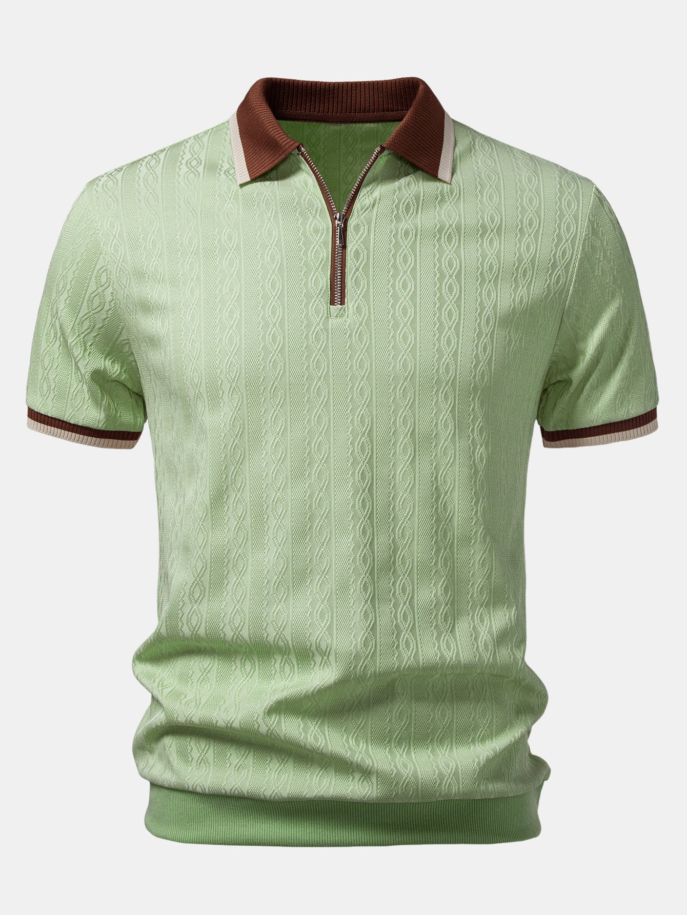 Set – polo pletené tričko na zip a slim kalhoty