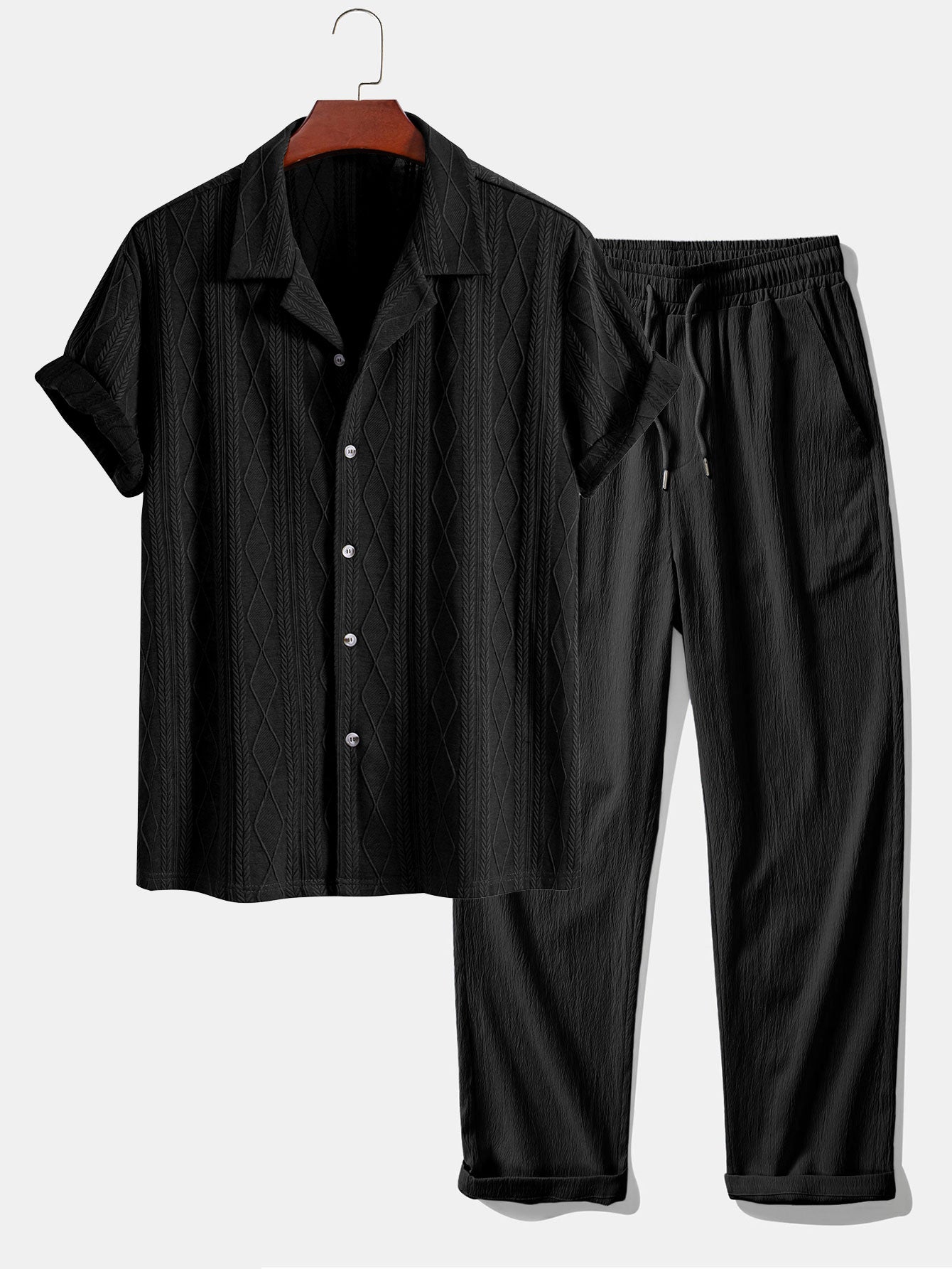Set – kubánská jacquard košile a rovné kalhoty