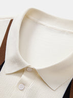Set – geometrický jacquard polo a přiléhavé kalhoty