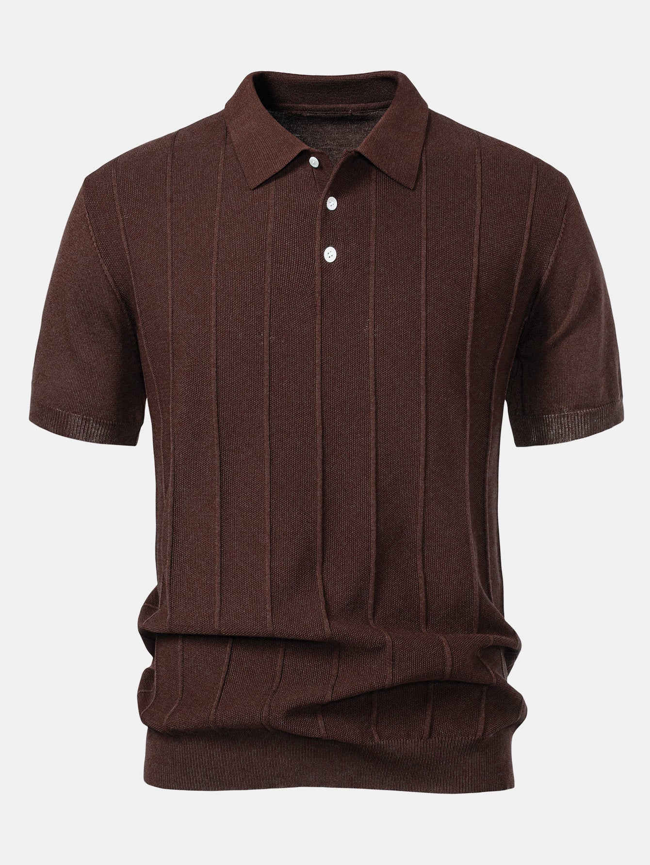 Set – pruhované jacquard polo pletené tričko a rovné kalhoty