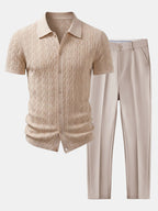 Set – jacquard košile a slim tapered kalhoty
