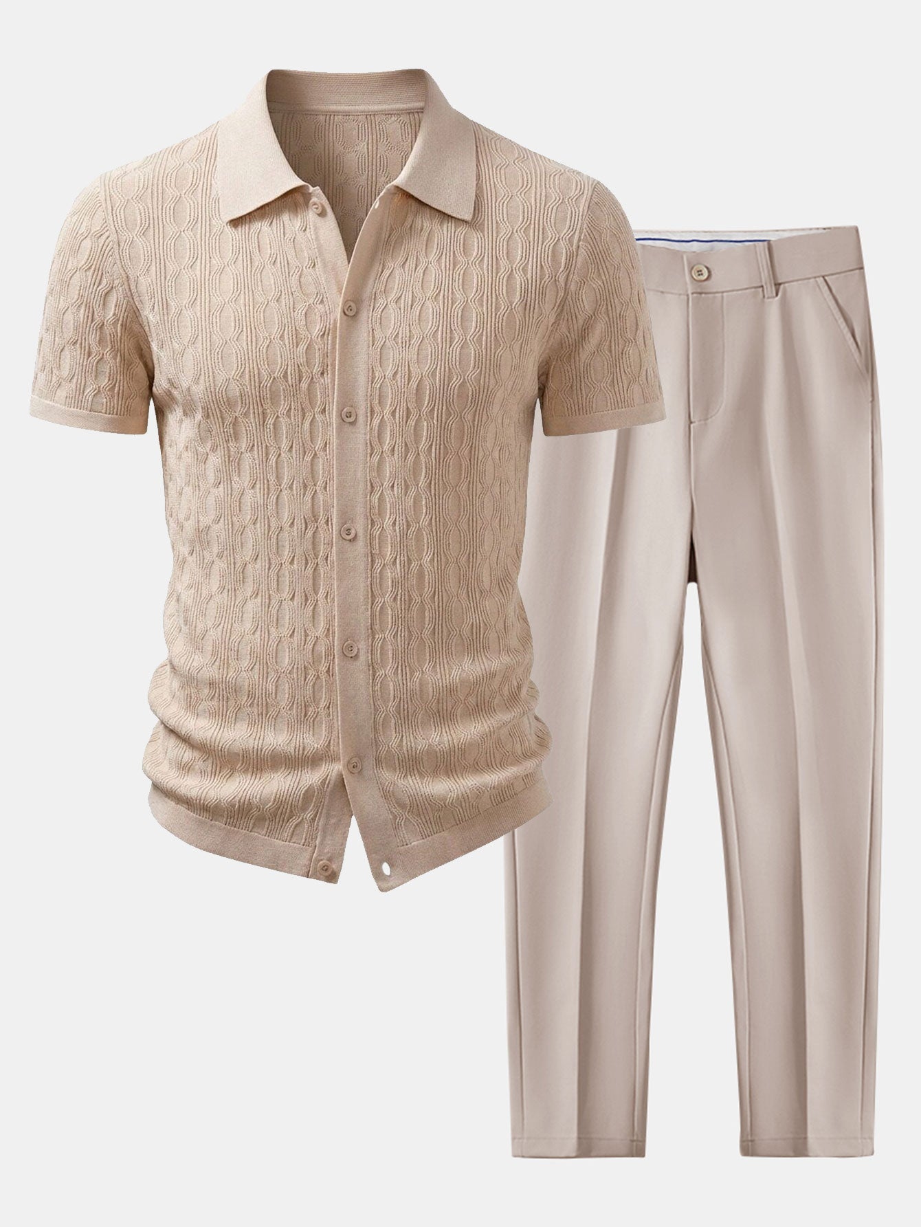 Set – jacquard košile a slim tapered kalhoty