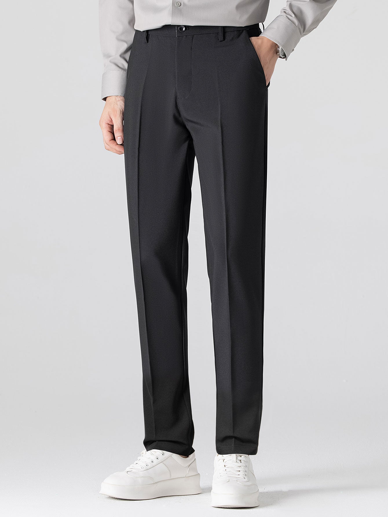 Set – jacquard polo svetr a slim tapered kalhoty