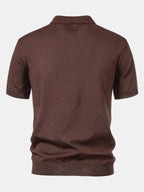 Set – pruhované jacquard polo pletené tričko a rovné kalhoty