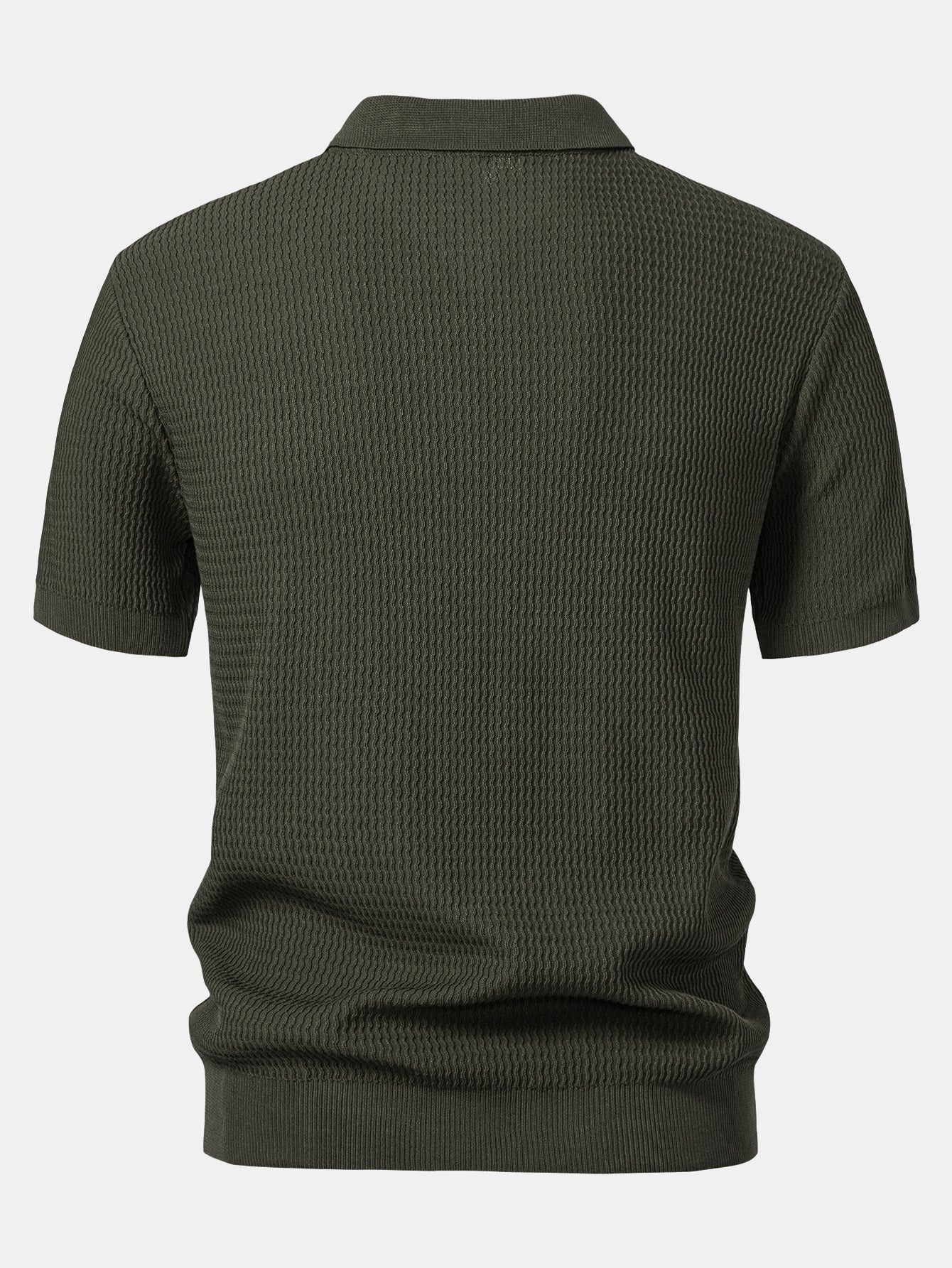 Set – V-výstřih jacquard polo svetr a rovné žebrované kalhoty