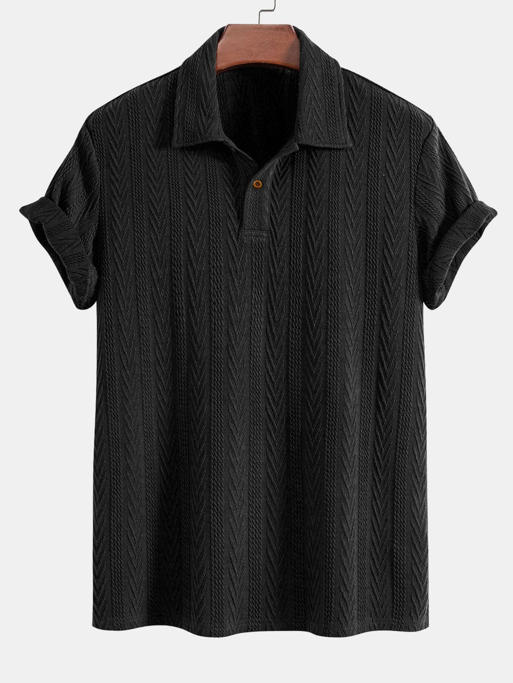 Set – jacquard polo s krátkým rukávem a rovné kalhoty