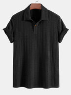 Set – jacquard polo s krátkým rukávem a rovné kalhoty