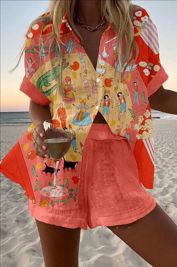 Conjunto Sarai de Playera y Shorts para Mujer en Lino y Algodón
