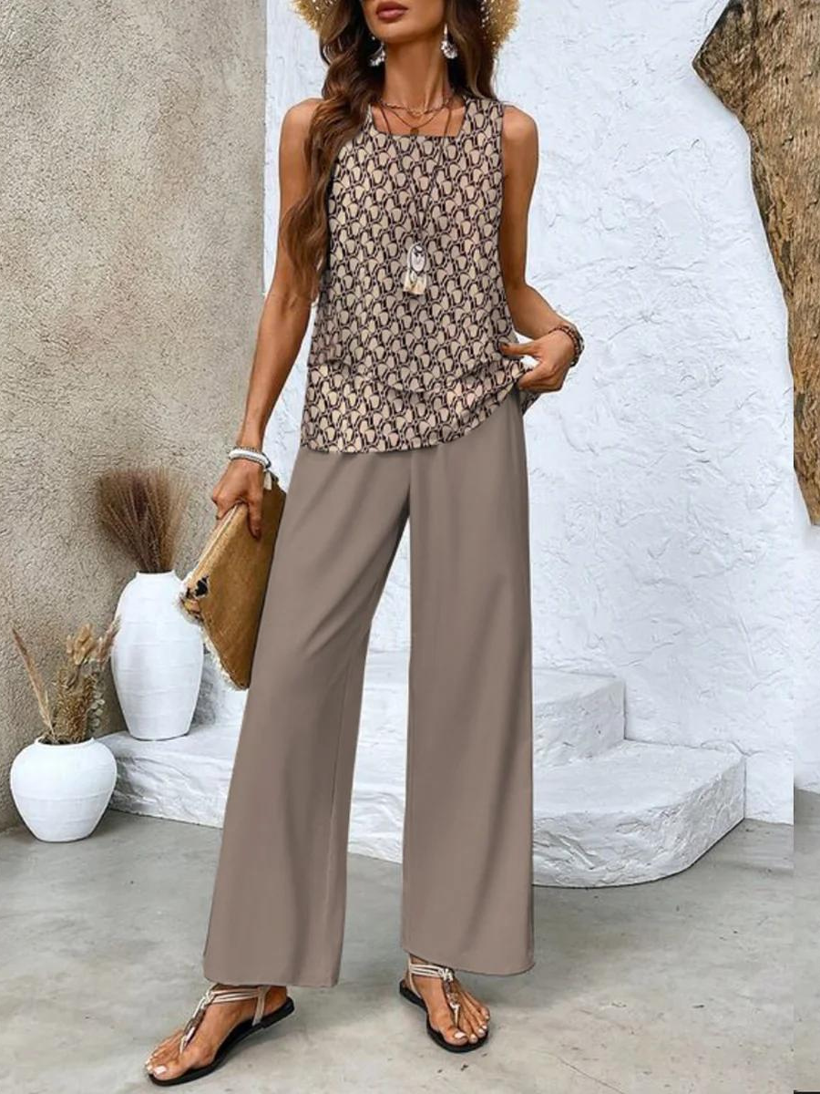 Letní elegantní dámský set – halenka a kalhoty