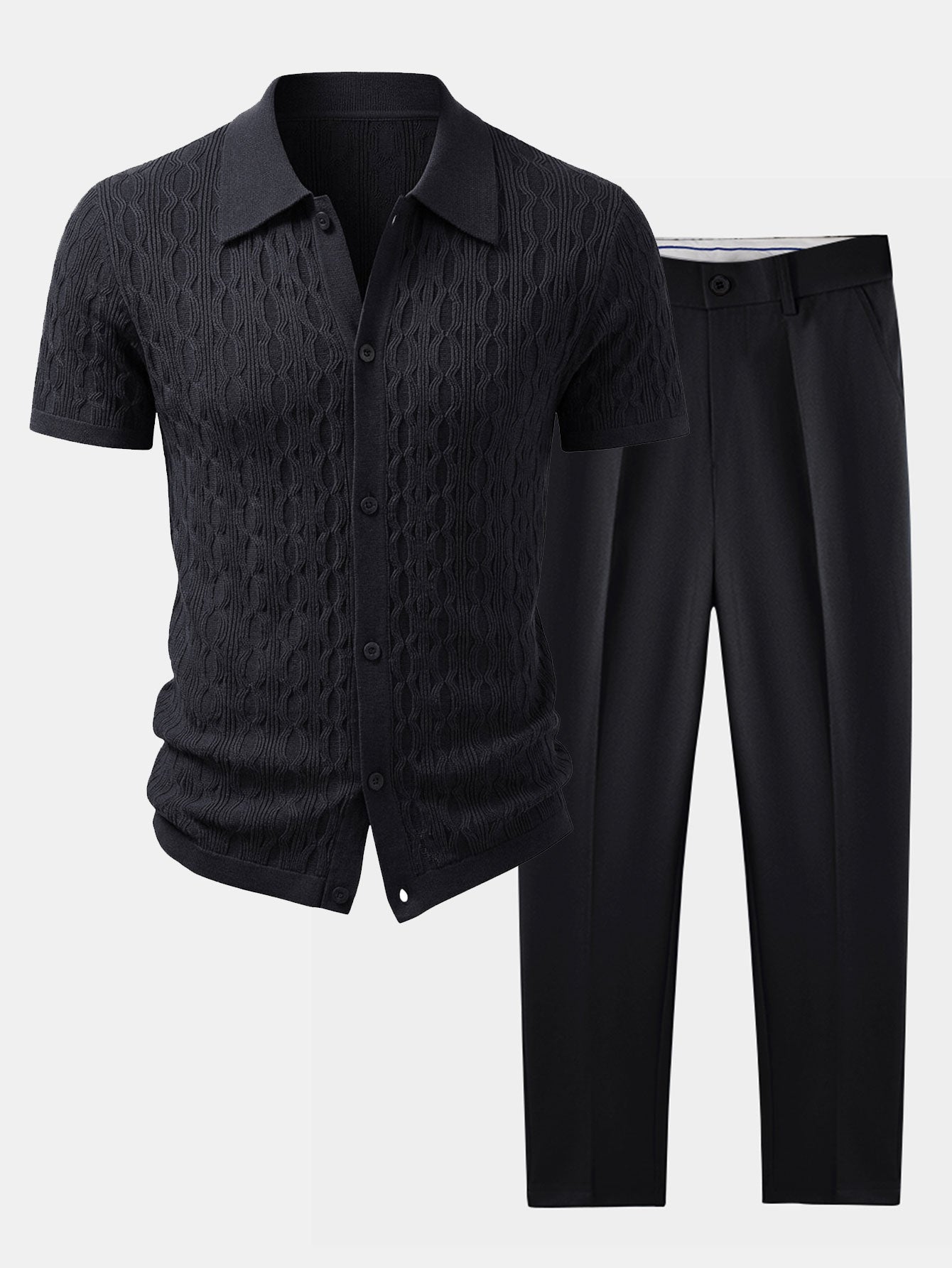 Set – jacquard košile a slim tapered kalhoty