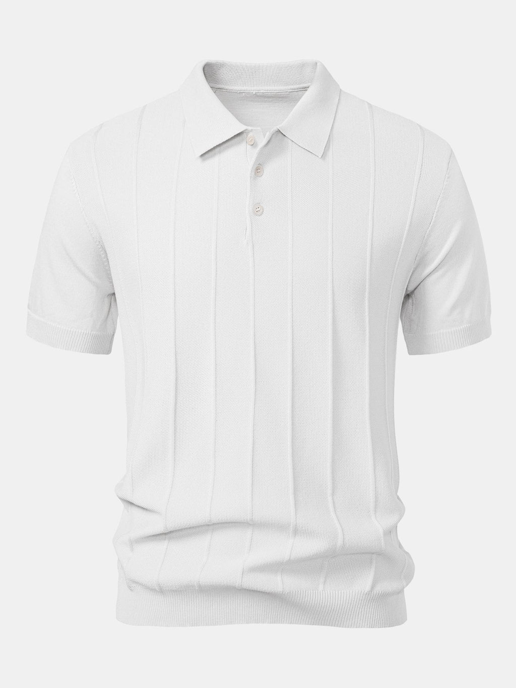 Set – pruhované jacquard polo pletené tričko a rovné kalhoty