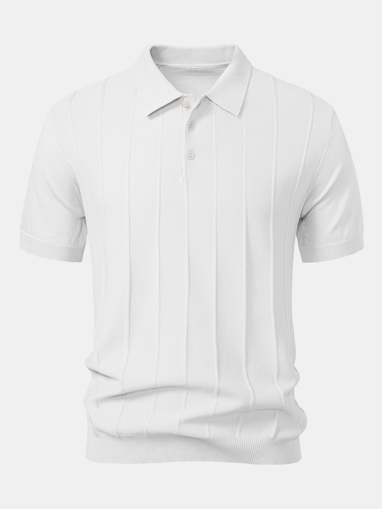Set – pruhované jacquard polo pletené tričko a slim kalhoty