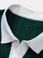 Set – V-výstřih polo svetr a rovné kalhoty