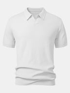 Set – V-výstřih jacquard polo svetr a rovné žebrované kalhoty
