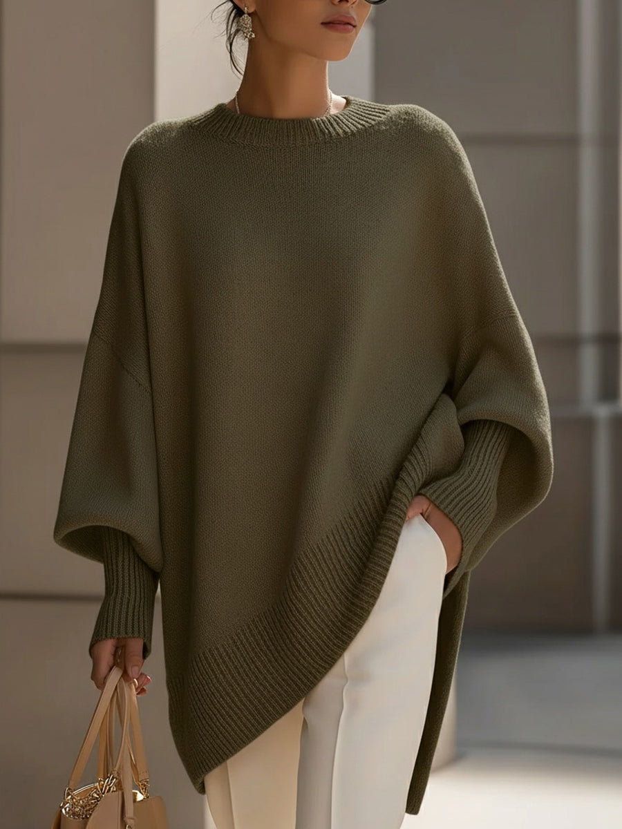Dlouhý oversize pletený svetr z jemného materiálu