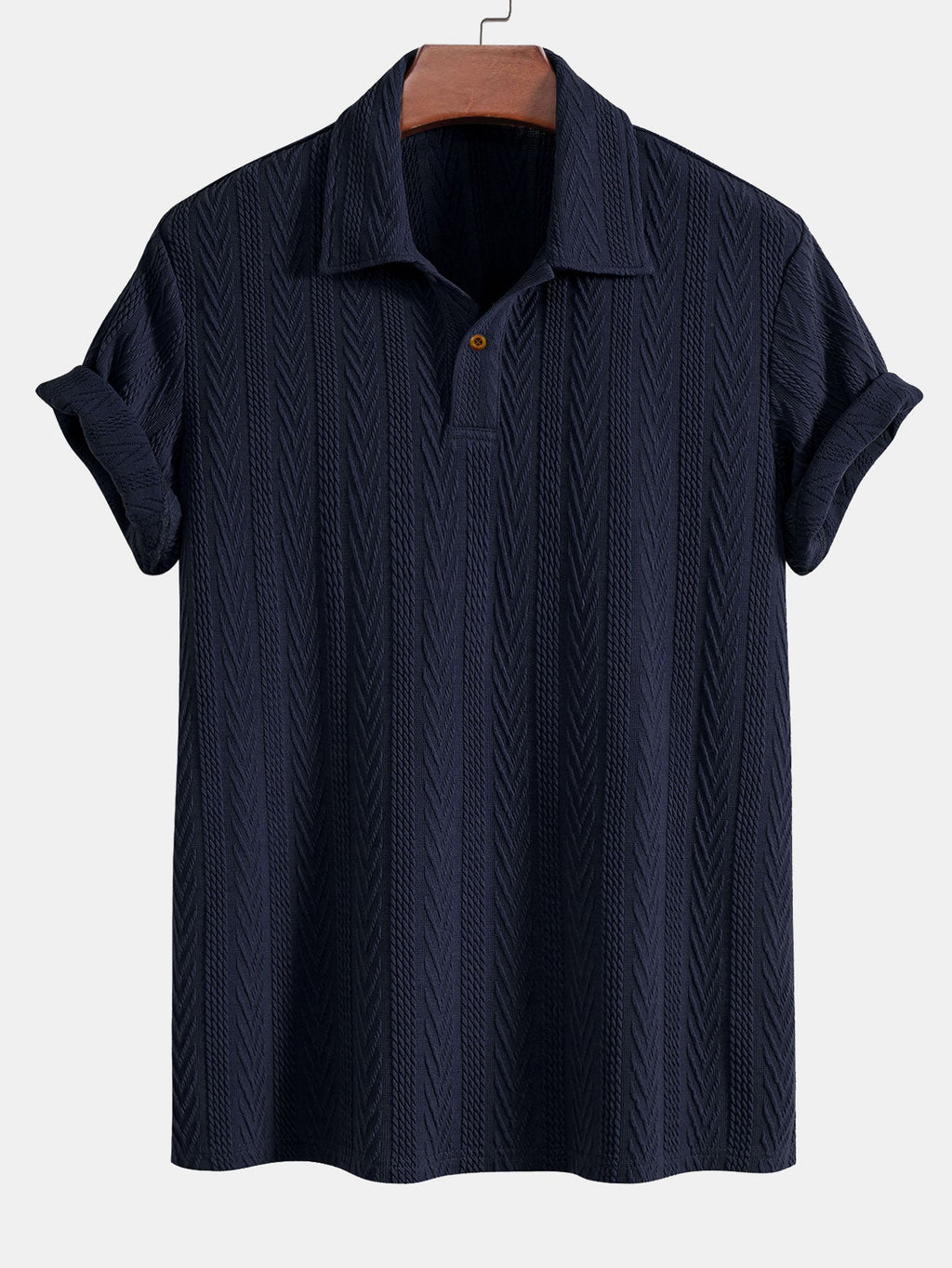 Set – jacquard polo s krátkým rukávem a rovné kalhoty