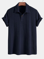 Set – jacquard polo s krátkým rukávem a rovné kalhoty