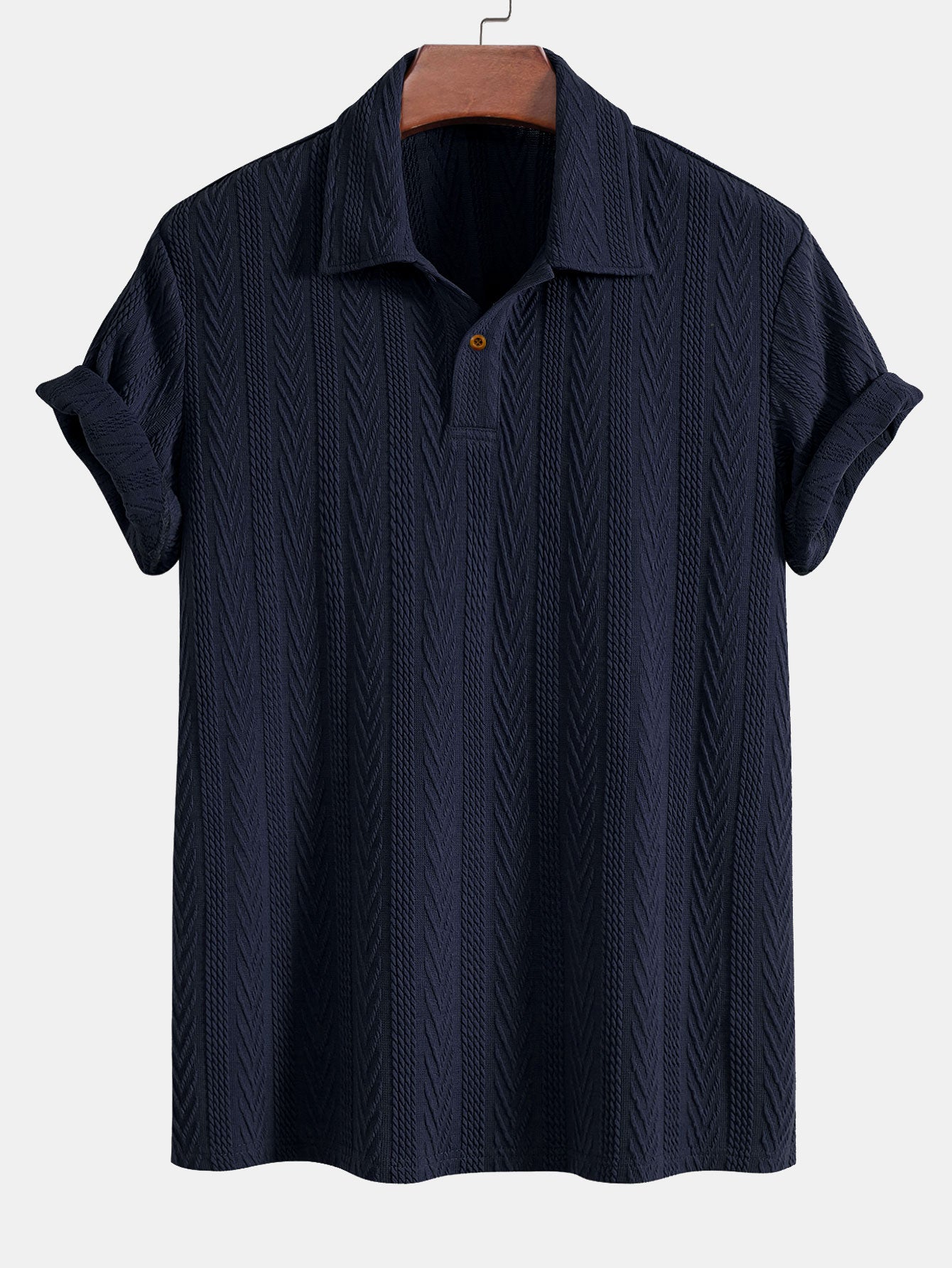 Set – jacquard polo s krátkým rukávem a rovné kalhoty