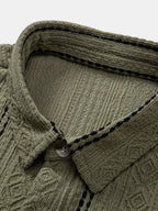 Set – pruhovaná jacquard košile a rovné kalhoty