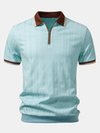 Set – polo pletené tričko na zip a slim kalhoty