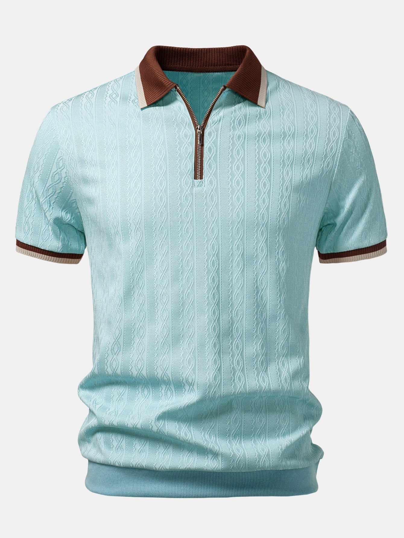 Set – polo pletené tričko na zip a slim kalhoty